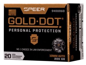 Náboj kulový Speer, Personal Protection, 10mm Auto, 200GR (13g), Gold Dot HP