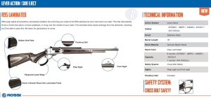 Puška opak. Rossi, Mod: R95 Laminated, Ráže: .357 Mag., hl: 18" (458mm), 8 ran, nerez